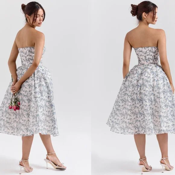 House of CB 'Bennett' English Porcelain Print Strapless Sundress NWOT - Picture 8 of 9